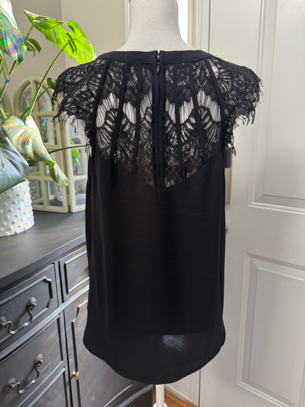 Brixon Ivy Black Lace Crochet Top Size M